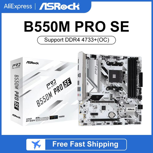 B550M PRO SE Desktop M-ATX White Motherboard B550 AMD Socket AM4 Memory DDR4 128GB Pcie4.0 M.2 SATA III USB 3.2 Placa Mae