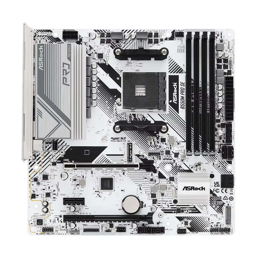 B550M PRO SE Desktop M-ATX White Motherboard B550 AMD Socket AM4 Memory DDR4 128GB Pcie4.0 M.2 SATA III USB 3.2 Placa Mae